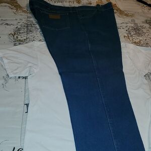 Mens 46 X 30 Starched Wrangler Indigo Blue Denim Jeans Ready To Rodeo
